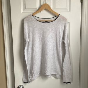 Vince cotton split hem high-low light gray crewneck lightweight sweater size XS